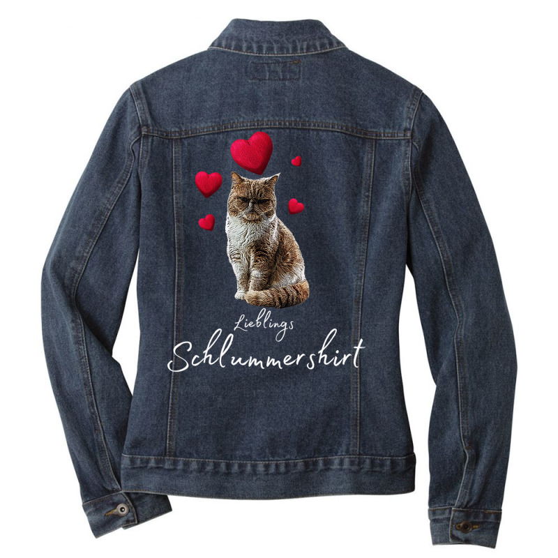 Lieblings Sleeping Shirt Cat With Heart Pyjamas Ca Ladies Denim Jacket by bonne | Artistshot