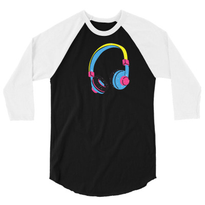 Headphones Art 3/4 Sleeve Shirt Designed By Redrov16