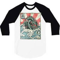 Japanese Dragon Great Wave Off Kanagawa 3/4 Sleeve Shirt | Artistshot