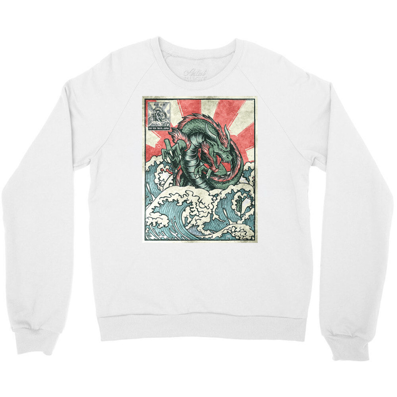 Japanese Dragon Great Wave Off Kanagawa Crewneck Sweatshirt by gadasiegeniad | Artistshot