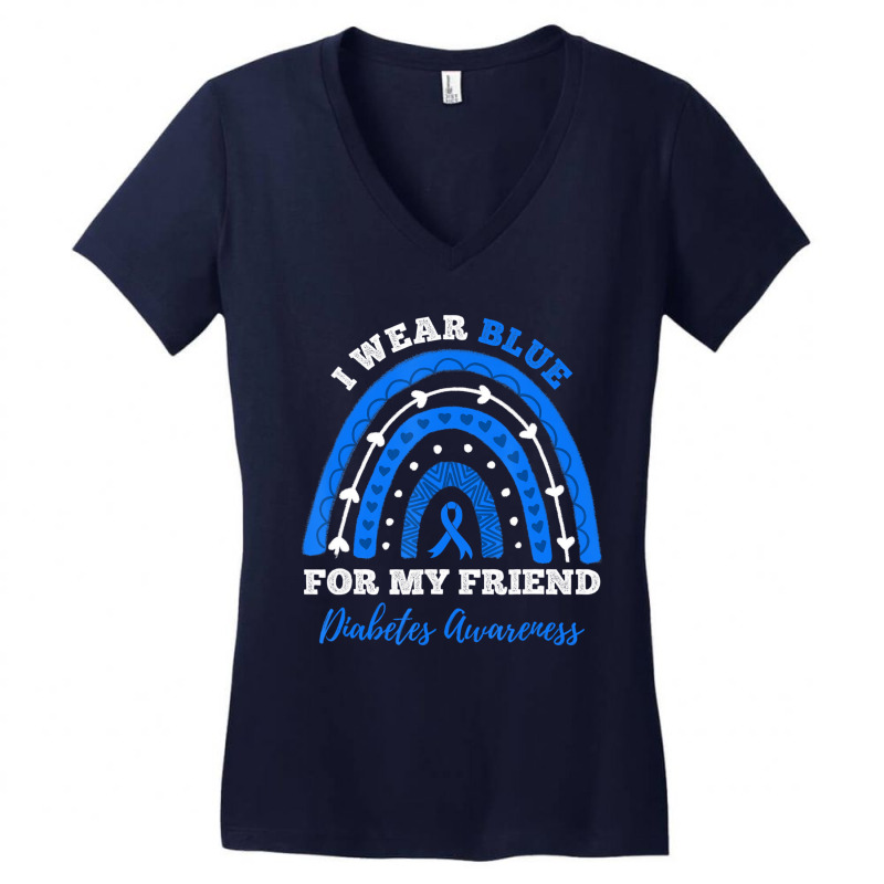 I Wear Blue For My Friend T1d Type 1 Diabetes Awar Women's V-Neck T-Shirt by hausch | Artistshot