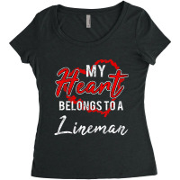 My Heart Belongs To A Lineman Valentines Day Lovel Women's Triblend Scoop T-shirt | Artistshot