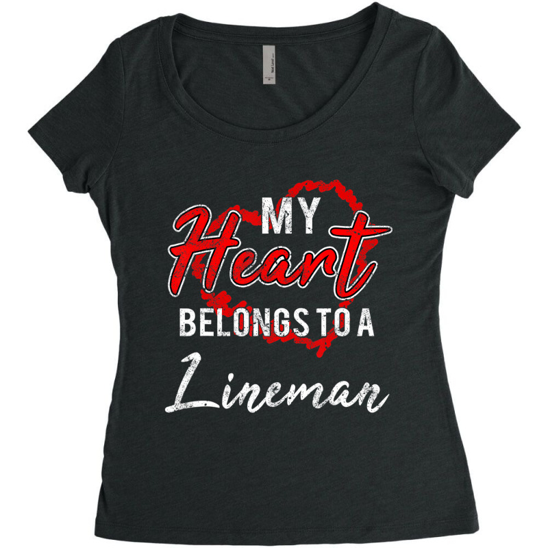 My Heart Belongs To A Lineman Valentines Day Lovel Women's Triblend Scoop T-shirt by catricegar | Artistshot