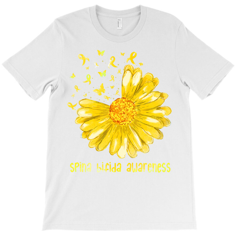 Daisy Butterfly Yellow Ribbon Spina Bifida Awarene T-shirt | Artistshot