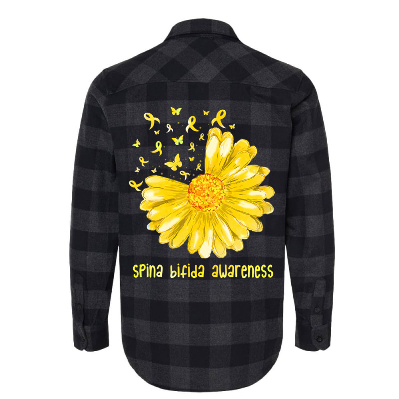 Daisy Butterfly Yellow Ribbon Spina Bifida Awarene Flannel Shirt | Artistshot