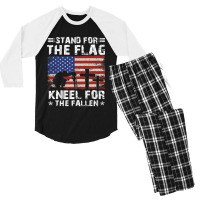 Patriotic Military Veteran American Flag Stand For Men's 3/4 Sleeve Pajama Set | Artistshot