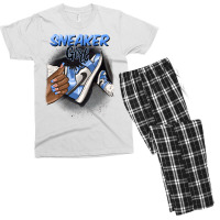 Black Fashion Woman Long Nails Baby Blue Men's T-shirt Pajama Set | Artistshot