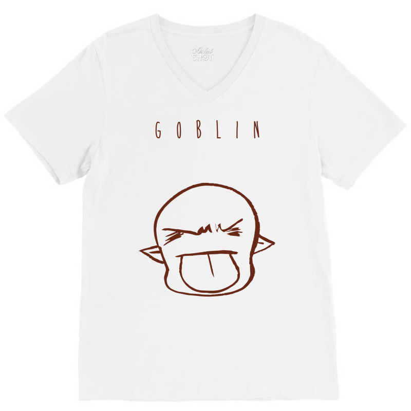 Cute Chibi Bleh Goblin Outline V-neck Tee | Artistshot