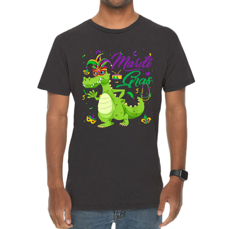 Jester Alligator Beads Mardi Gras Fat Tuesday Para Vintage T-Shirt by SweetCurl | Artistshot