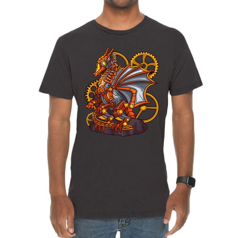 Steampunk Dragon Seahorse Mythical Creature Indust Vintage T-Shirt by spreesgomez | Artistshot