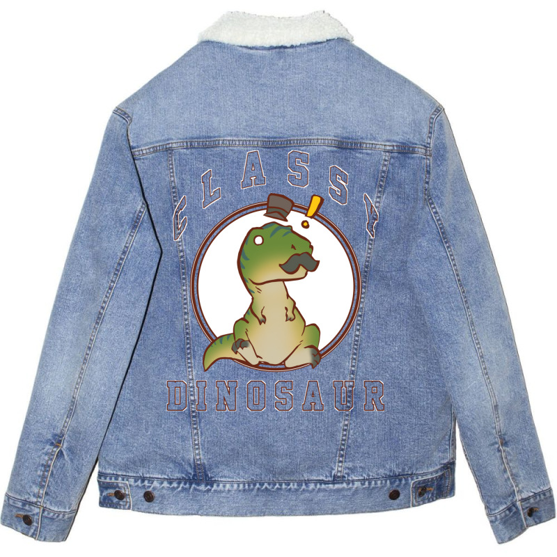 Classy Dinosaur Exclaim Unisex Sherpa-lined Denim Jacket | Artistshot