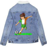 Irish Soccer Girl Ireland Flag Jersey Football Fan Unisex Sherpa-lined Denim Jacket | Artistshot