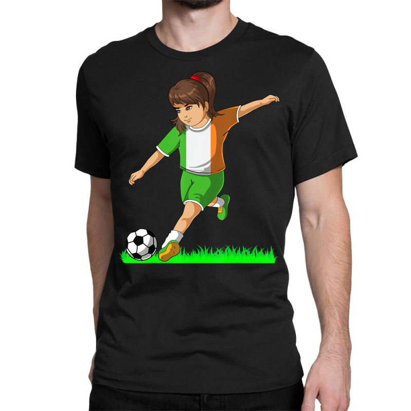 Irish Soccer Girl Ireland Flag Jersey Football Fan Classic T-shirt by bettincam | Artistshot