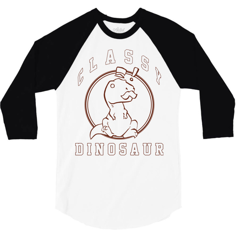 Classy Dinosaur Exclaim Outline 3/4 Sleeve Shirt | Artistshot