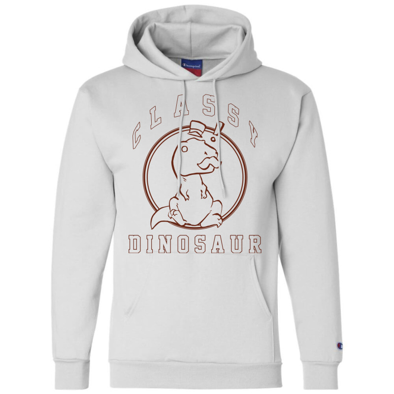 Classy Dinosaur Exclaim Outline Champion Hoodie | Artistshot