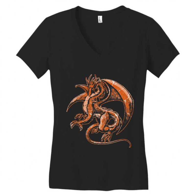 Fantasy Dragon Middle Ages Women's V-Neck T-Shirt by spreesgomez | Artistshot