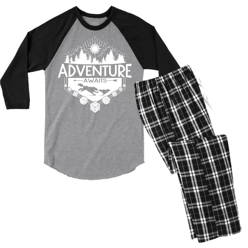 Adventure Awaits   White Version Men's 3/4 Sleeve Pajama Set | Artistshot