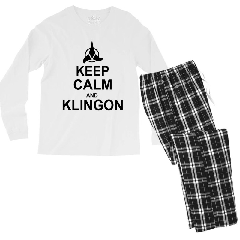 Keep Calm And Klingon Men's Long Sleeve Pajama Set | Artistshot