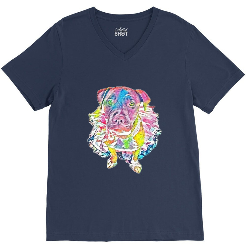 Pit Bull Dog Isolated On Whit V-Neck Tee by Kemnabi | Artistshot