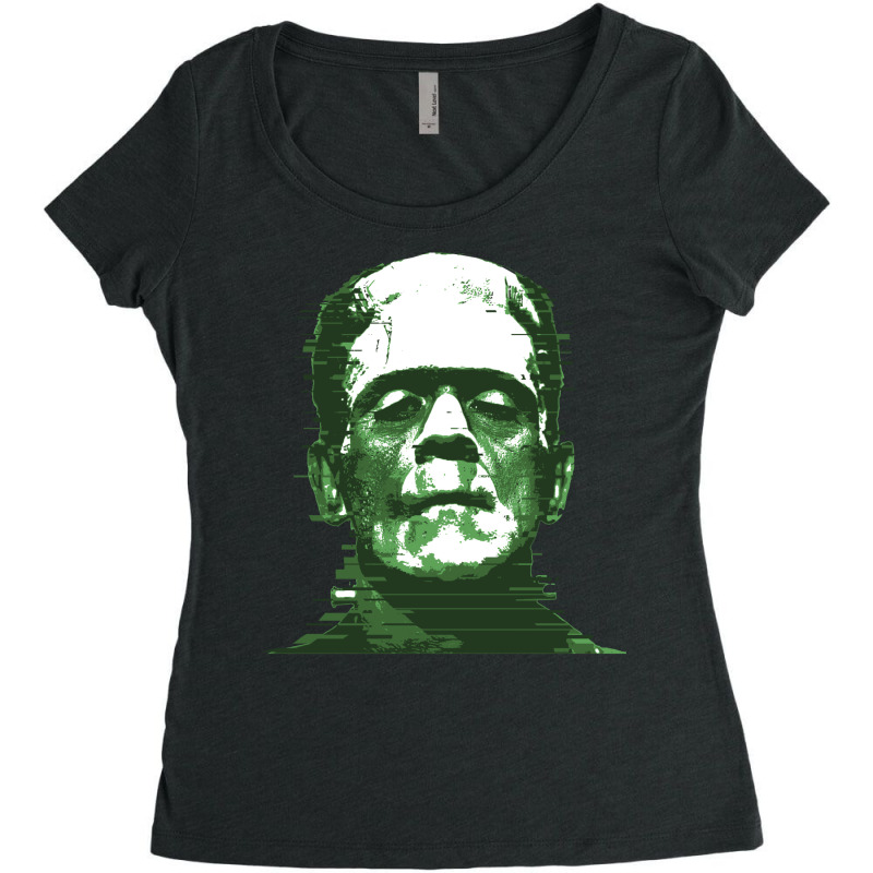 3d Printed Retro Frankenstein Glitch Remix Graphic Women's Triblend Scoop T-shirt by mandilliibeko | Artistshot