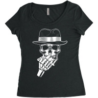 Skeleton Playing Harmonica Blues Musician Mouth Or Women's Triblend Scoop T-shirt | Artistshot