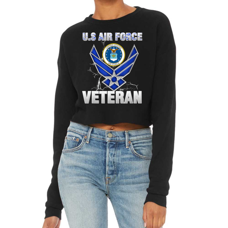 Vintage Us Air Force Veteran Tee   Vintage Usaf Ve Cropped Sweater by heffopance | Artistshot