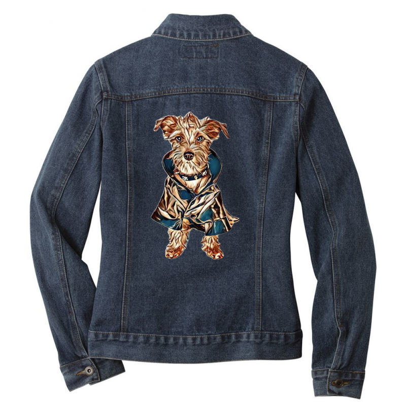 A Small Terrier Mixed Breed D Ladies Denim Jacket by Kemnabi | Artistshot