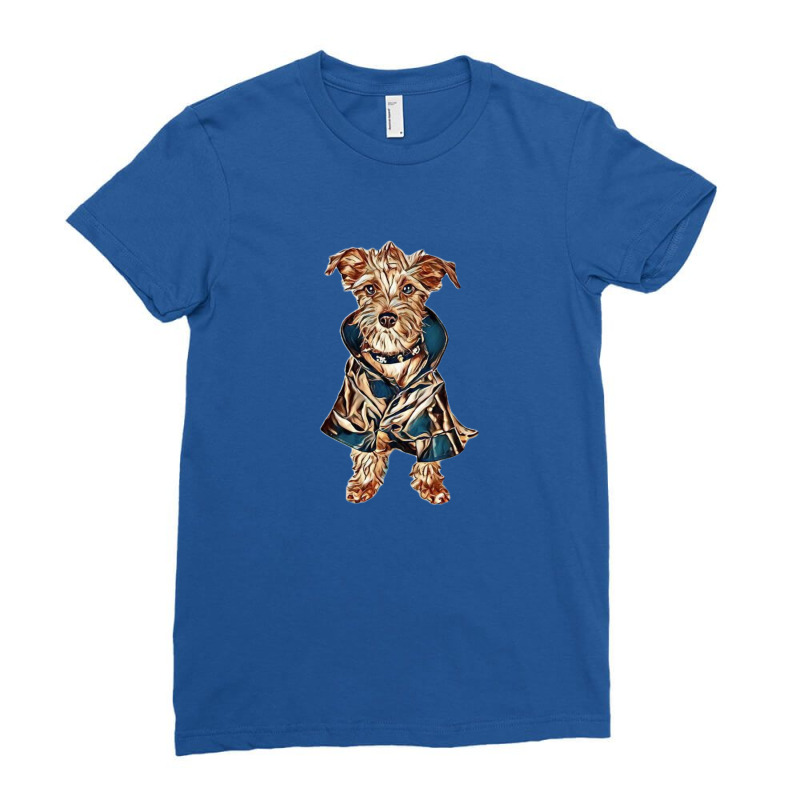 A Small Terrier Mixed Breed D Ladies Fitted T-Shirt by Kemnabi | Artistshot