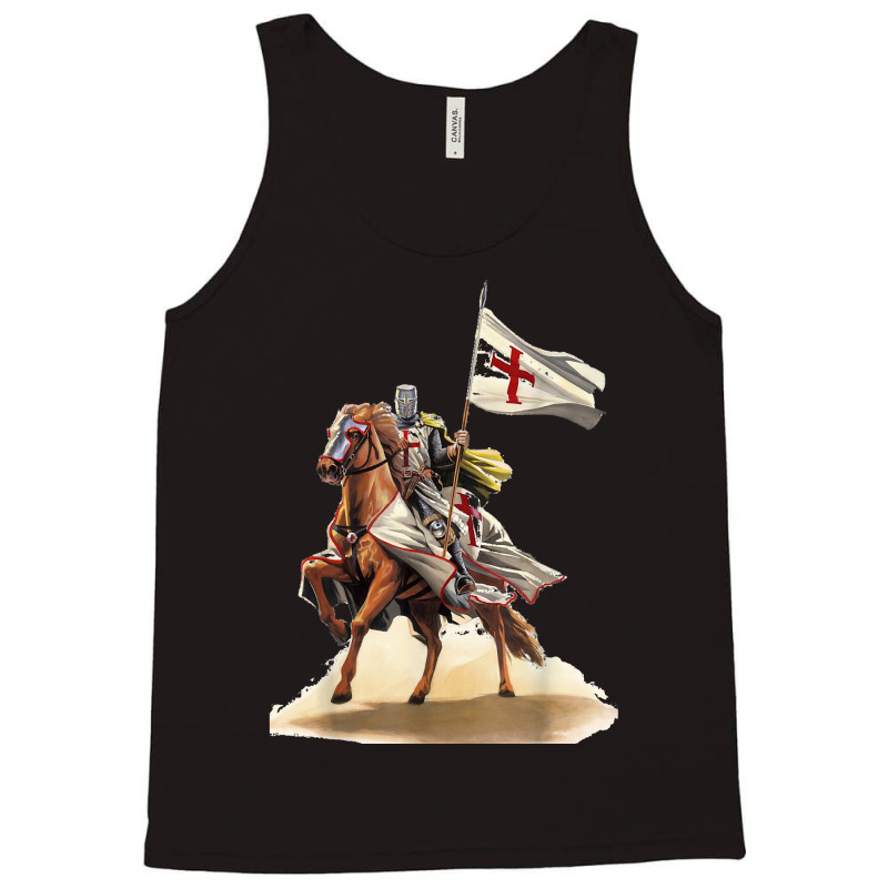 Knights Templar On A Horse Flag Deus Vult Crusader Tank Top | Artistshot