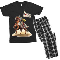 Knights Templar On A Horse Flag Deus Vult Crusader Men's T-shirt Pajama Set | Artistshot