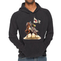 Knights Templar On A Horse Flag Deus Vult Crusader Vintage Hoodie | Artistshot