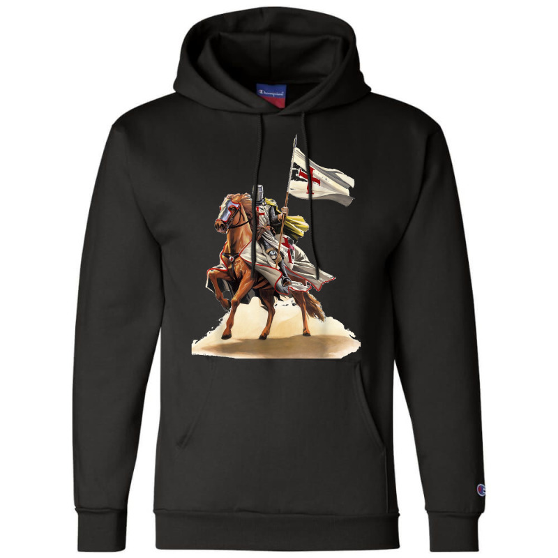 Knights Templar On A Horse Flag Deus Vult Crusader Champion Hoodie | Artistshot