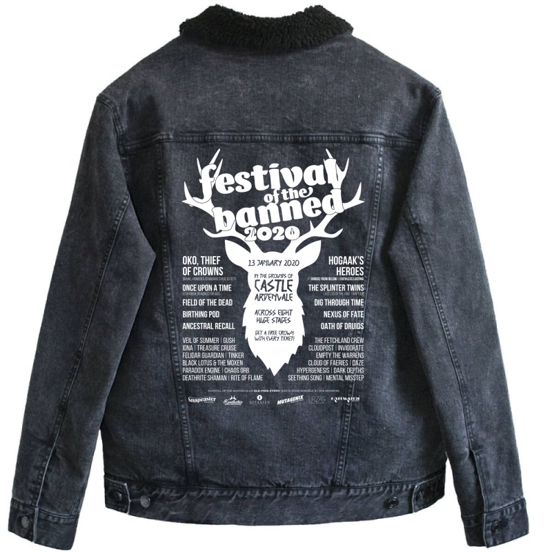 Festival Of The Banned 2020   Dark Theme 18 Unisex Sherpa-Lined Denim Jacket by wronazeinerl | Artistshot