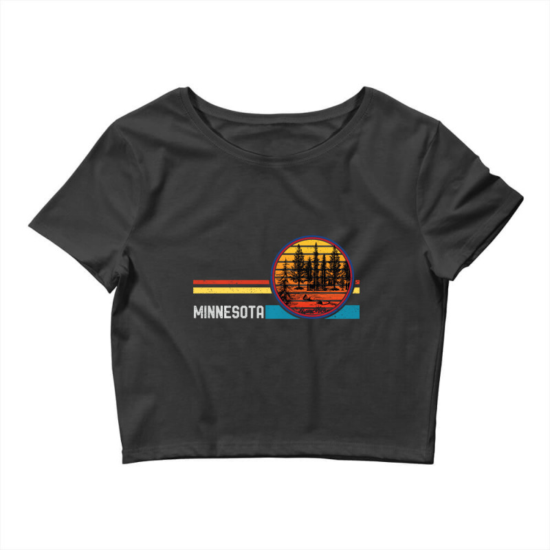 Retro Vintage Minnesota Mn 80s Lake Forest Mountai Crop Top by saterseim | Artistshot