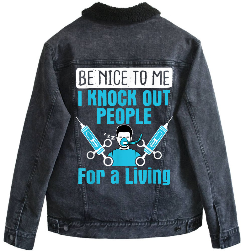 Nurse Anesthetist I Knock Out People Crna Anesthes Unisex Sherpa-lined Denim Jacket | Artistshot