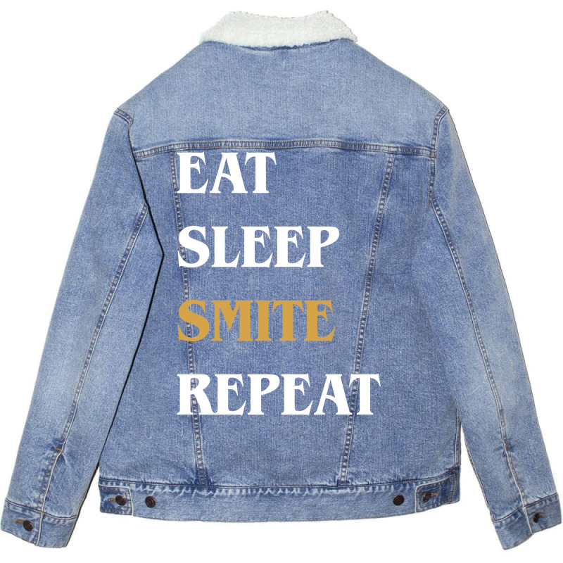 Eat Sleep Smite Repeat   Funny Paladin 30 Unisex Sherpa-lined Denim Jacket | Artistshot