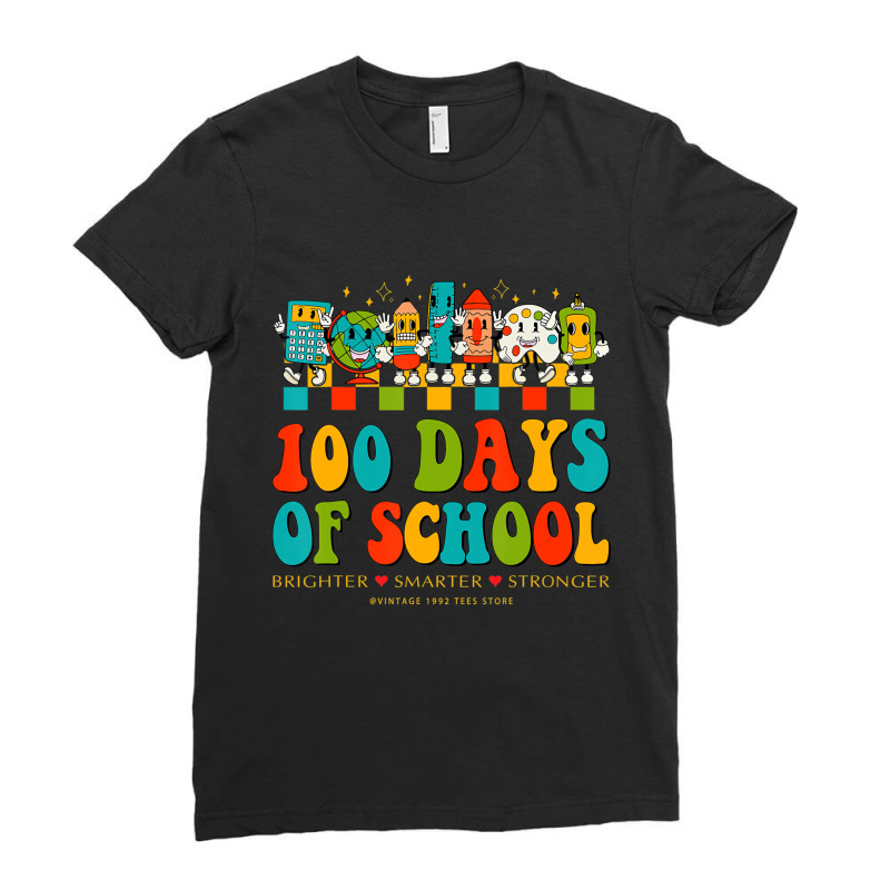 Happy 100th Day Of School Teachers Brighter Smarte Ladies Fitted T-Shirt by mauthe | Artistshot