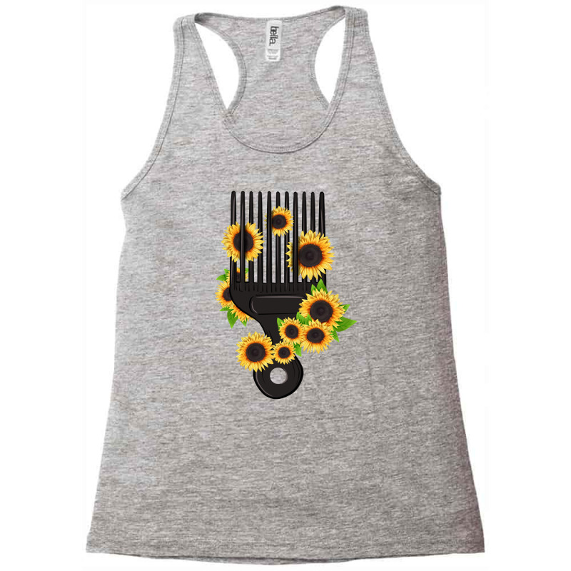 Afro Comb Sunflowers Racerback Tank by afrowomandigitalshop@gmail.com | Artistshot