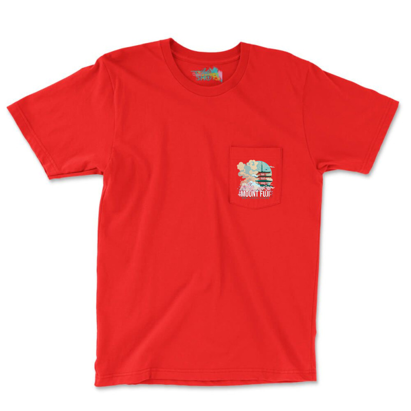 Cloudy Mount Fuji Pocket T-Shirt by masfiaano4 | Artistshot