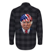 President Donald Trump In Flag Of Usa Head Wrap Shirts Flannel Shirt | Artistshot