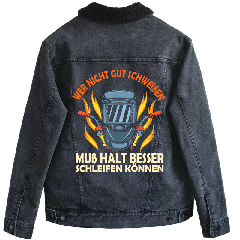 Wer Nicht Gut Welding God Welding Locksmith Metal Unisex Sherpa-Lined Denim Jacket by heffopance | Artistshot