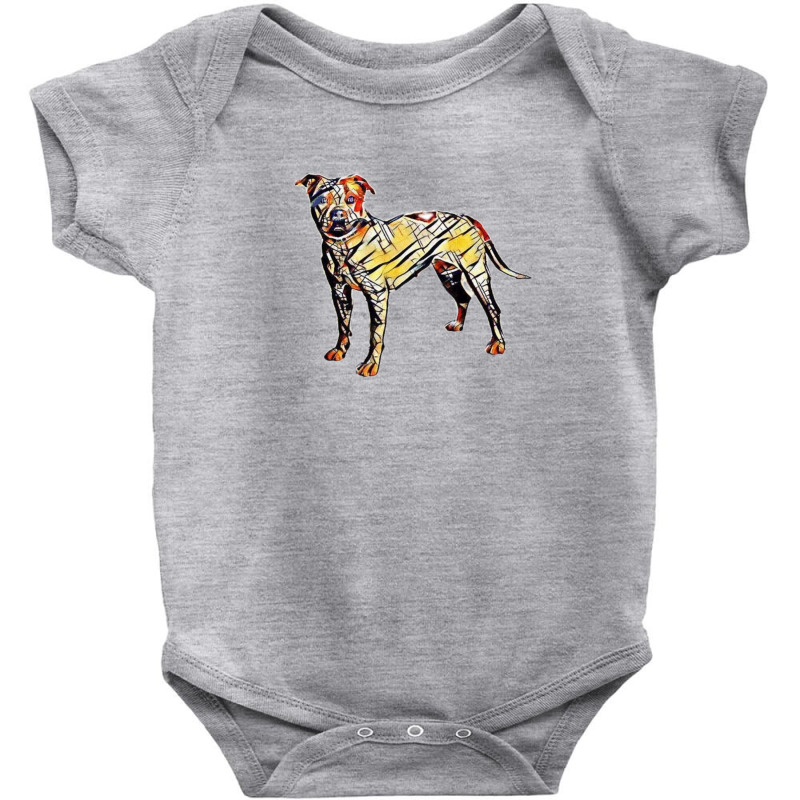 White Pit Bull Dog With Brownorward At C Baby Bodysuit by Kemnabi | Artistshot