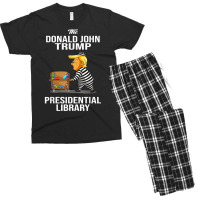 Prison Trump Presidential Library Funny Anti Trump Men's T-shirt Pajama Set | Artistshot