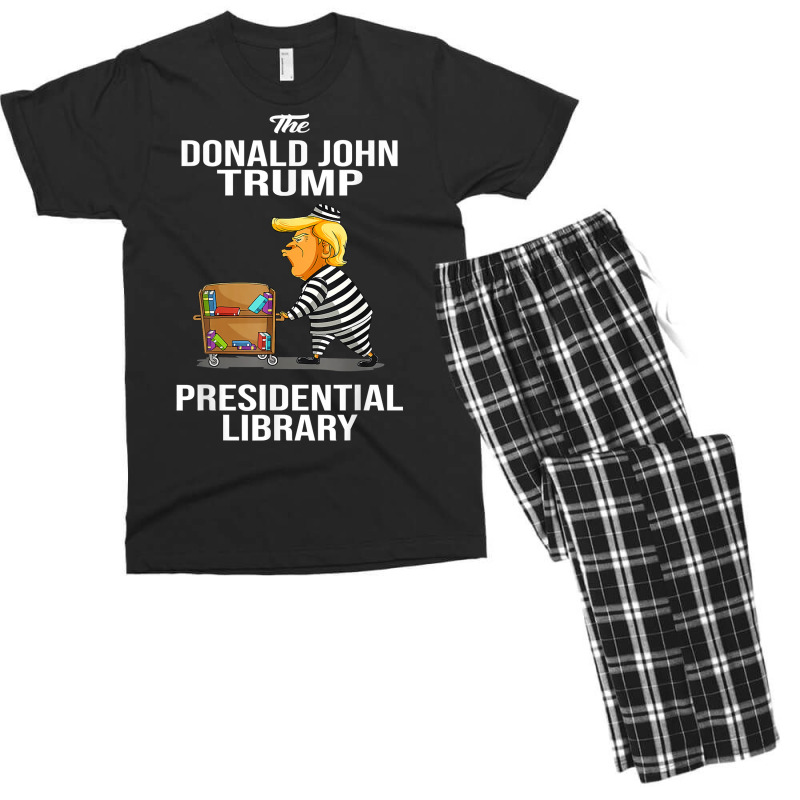 Prison Trump Presidential Library Funny Anti Trump Men's T-shirt Pajama Set | Artistshot