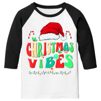 Family Christmas Vibes 2022 Groovy Squad Santa Lig Youth 3/4 Sleeve | Artistshot