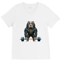 Pitbull Dog Weightlifting Funny Deadlift Men Fitne V-neck Tee | Artistshot