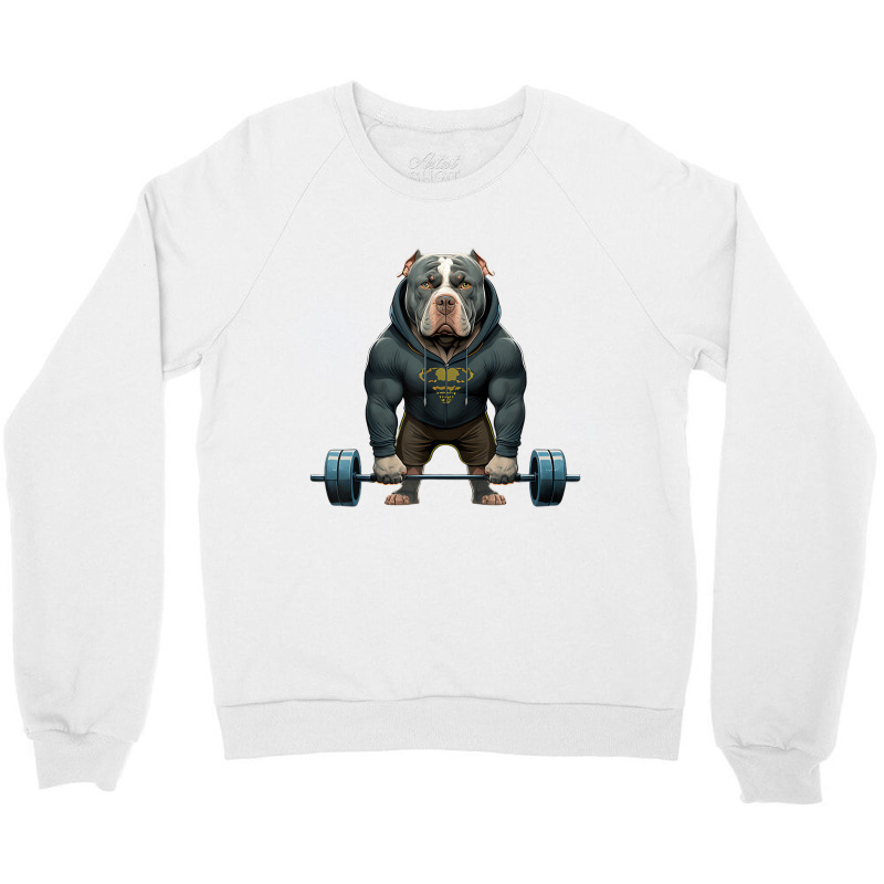 Pitbull Dog Weightlifting Funny Deadlift Men Fitne Crewneck Sweatshirt by africaka | Artistshot