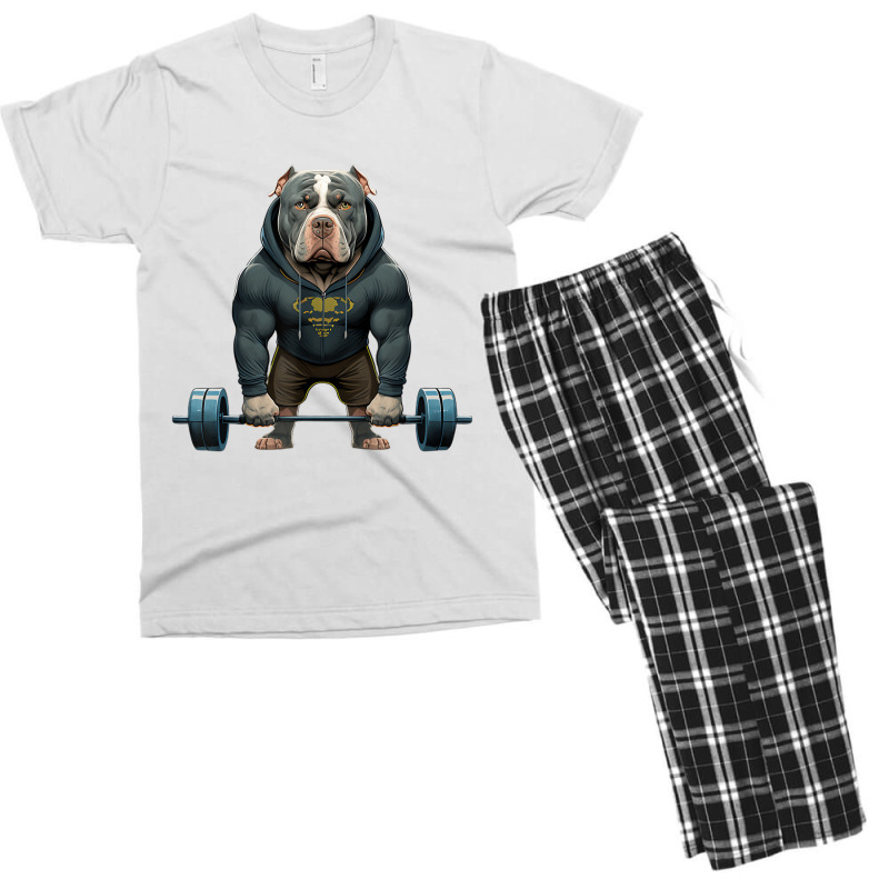 Pitbull Dog Weightlifting Funny Deadlift Men Fitne Men's T-shirt Pajama Set by africaka | Artistshot