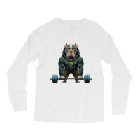 Pitbull Dog Weightlifting Funny Deadlift Men Fitne Long Sleeve Shirts | Artistshot