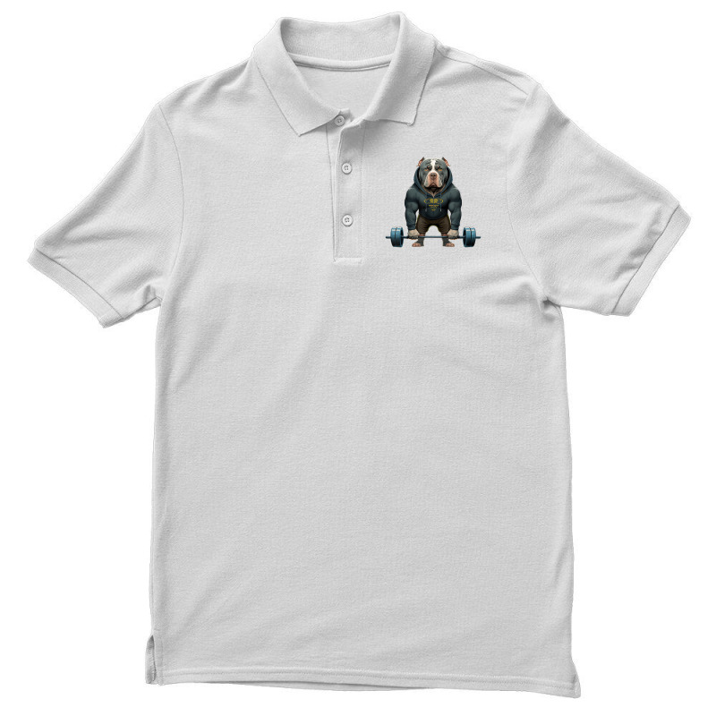 Pitbull Dog Weightlifting Funny Deadlift Men Fitne Men's Polo Shirt by africaka | Artistshot